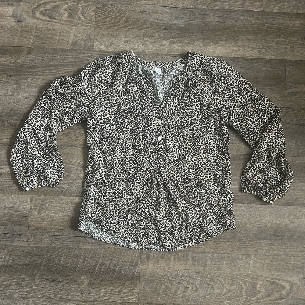 Leopard Print Button Down Top